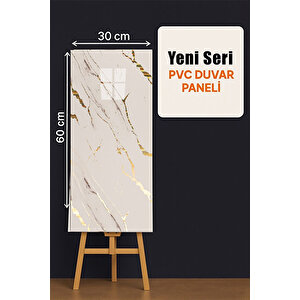 10 Adet, 30x60 cm Gold Çizgiler Mermer Görünüm Kendinden Yapışkanlı Duvar Paneli M6002