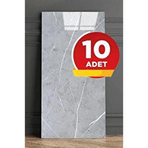 10 Adet 30x60 Cm Gri Mermer Desenli Kendinden Yapışkanlı Köpük Banyo WC Kaplama PVC Duvar Paneli M1012