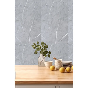 30x60 Cm Gri Mermer Desenli Kendinden Yapışkanlı Seramik Köpük Banyo WC Kaplama PVC Duvar Paneli