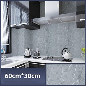 30x60 Cm Gri Mermer Desenli Kendinden Yapışkanlı Seramik Köpük Banyo WC Kaplama PVC Duvar Paneli