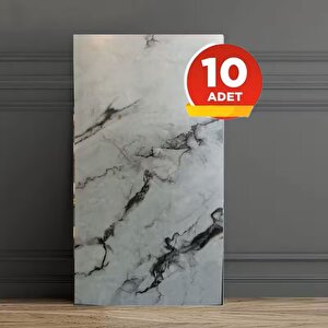 10 Adet 30x60 Cm Sedef Mermer Desenli Kendinden Yapışkanlı Seramik Köpük Banyo WC Kaplama PVC Duvar Paneli