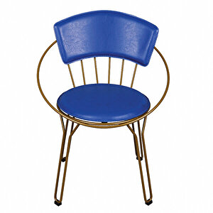 Oval Gold Sandalye Mavi  Minderli 2 Li Set Mavi