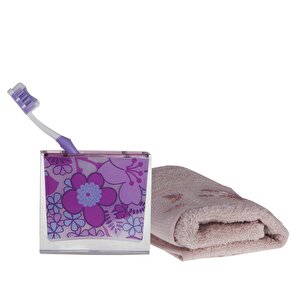 Diş Fırçalık Pembe Çiçekli Banyo Aksesuarı