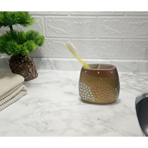 Diş Fırçalık Altın Mozaik Desenli Banyo Aksesuarı