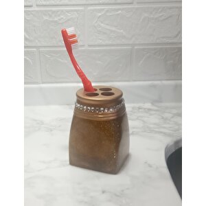Diş Fırçalık Taşlı Altın Model Banyo Aksesuarı