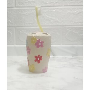 Diş Fırçalık Renkli Papatyalı Banyo Aksesuarı