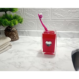 Diş Fırçalık Kırmızı Kalpli Banyo Aksesuarı