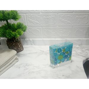 Diş Fırçalık Mavi Çiçekli Banyo Aksesuarı