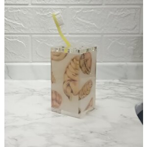 Diş Fırçalık Kumaş İstiridye Desenli Banyo Aksesuarı