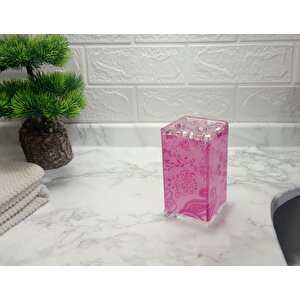 Diş Fırçalık Pembe Çiçekli Kumaş Desenli Banyo Aksesuarı