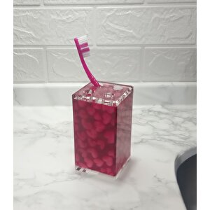 Diş Fırçalık Kalpli Kumaş Desenli Banyo Aksesuarı