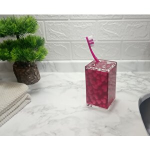 Diş Fırçalık Kalpli Kumaş Desenli Banyo Aksesuarı
