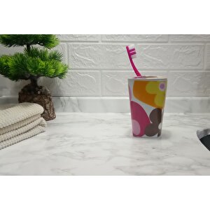 Diş Fırçalık Kırmızı Papatya Melamin Banyo Aksesuarı