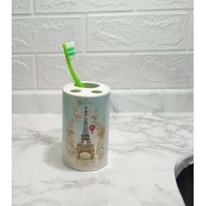 Diş Fırçalık Eyfel Kulesi Romantik Yeşil Banyo Aksesuarı
