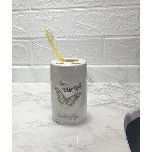 Diş Fırçalık Kelebek Desenli Banyo Aksesuarı