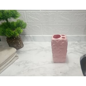 Diş Fırçalık Çiçekli Pembe Banyo Aksesuarı