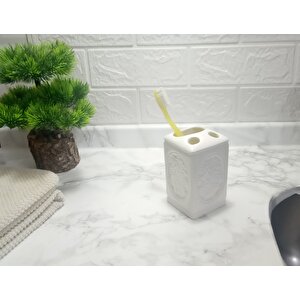 Diş Fırçalık Çiçekli Kare Model Banyo Aksesuarı