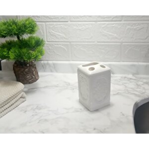 Diş Fırçalık Çiçekli Kare Model Banyo Aksesuarı