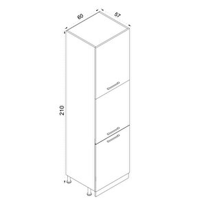 Beyaz Melamin Mutfak Boy Dolabı H210 60 Cm
