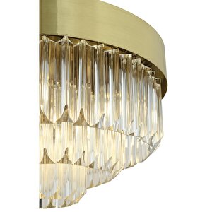 Hanzade Yuvarlak Eskitme  Kristalli, Taşlı Modern Tasarım Kristal Salon Avize