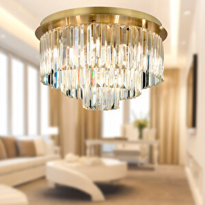 Nilüfer Yuvarlak Eskitme Kristalli Taşlı Modern Tasarım Kristal Salon Avize Eskitme