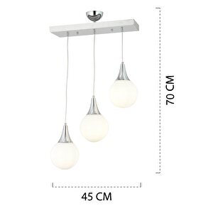 Damla 3 Lü Krom Rengi Sıralı Modern Genç Odası Mutfak Salon Sarkıt Avize