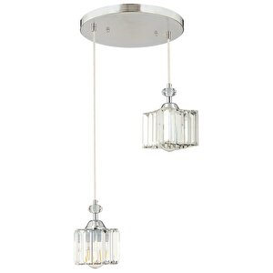 Kuğu 2 Li Sarkıt Krom  Kristalli, Taşlı Modern Tasarım Kristal Salon Sarkıt Avize