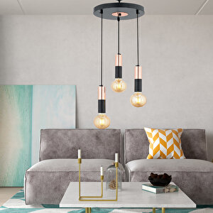 Miranda 3lü Sarkıtbakır Sarkıt Modern Genç Odası Mutfak Salon Sarkıt Avize Üçlü