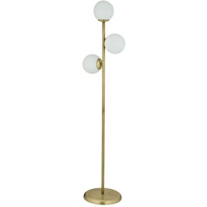 Zambak 3 Lü Eskitme Beyaz Camlı Modern Dekoratif Tasarım Metal Lambader Tekli