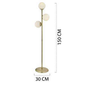 Zambak 3 Lü Eskitme Beyaz Camlı Modern Dekoratif Tasarım Metal Lambader