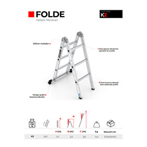 Çağsan 2x3 Basamaklı Folde - Katlanır Merdiven K2