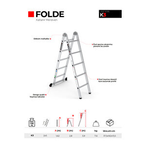 Çağsan 2x5 Basamaklı Folde - Katlanır Merdiven K3