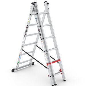 3x6 Basamaklı Üç Parçalı Çok Amaçlı Alüminyum Merdiven (ts6160)
