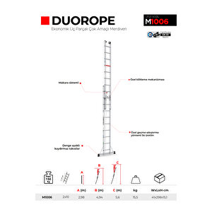 Çağsan 2x10 Basamaklı Duorope - İpli & Makaralı Merdiven M1006