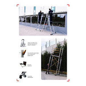 Çağsan 2x8 Basamaklı Polysafe - Çok Amaçlı İskele Merdiven Pl003