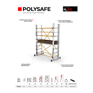 Çağsan 2x8 Basamaklı Polysafe - Çok Amaçlı İskele Merdiven Pl003