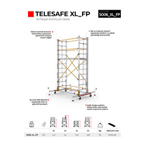 Çağsan 2x11 Basamaklı 6,4 M. Çalışma Yüksekliği Telesafe Xl_fp - İki Parçalı Alüminyum İskele S006_xl_fp