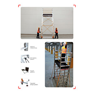 Çağsan 2x11 Basamaklı 6,4 M. Çalışma Yüksekliği Telesafe Xln - İki Parçalı Alüminyum İskele S006_xln