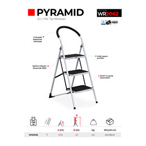 Çağsan 3 Basamaklı Pyramid - Ev Tipi Merdiven Wr2062