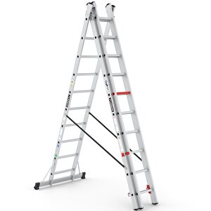 3x10 Basamaklı Üç Parçalı Çok Amaçlı Alüminyum Merdiven (ts190)