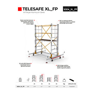 Çağsan 2x8 Basamaklı 4,7 M Çalışma Yüksekliği Telesafe Xl_fp - İki Parçalı Alüminyum İskele S004_xl_fp