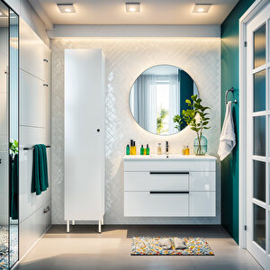 Bny101-beyaz Tek Kapakli Banyo Dolabi