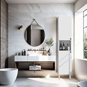 Bny103-beyaz 2 Kapakli Banyo Dolabi
