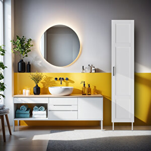 Bny115-beyaz Tek Kapakli Banyo Dolabi