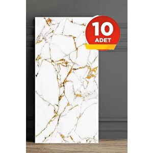 10 Adet 30x60 Cm Gold Damar Mermer Desenli Kendinden Yapışkanlı Mutfak Banyo Wc Kaplama Pvc Panel MR10