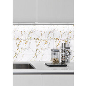 30x60 Cm Gold Damar Mermer Desenli Kendinden Yapışkanlı Mutfak Banyo Wc Kaplama Pvc Panel MR10