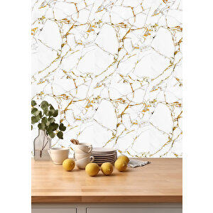 30x60 Cm Gold Damar Mermer Desenli Kendinden Yapışkanlı Mutfak Banyo Wc Kaplama Pvc Panel MR10