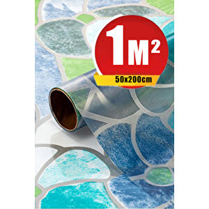 Bien Exclusive (50CM X 2MT), 1 M² Cm Vitray Pencere Desen Şeffaf Yapışkanlı Kaplama Pvc Folyo F-63