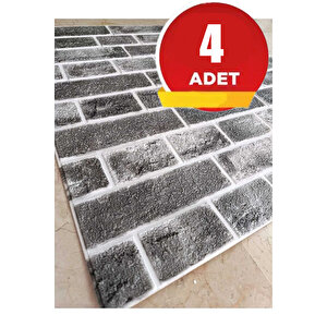 4 Adet, 70x70 Cm 2M² Gri Emboss Dekoratif Kendinden Yapışkanlı Esnek Duvar Kağıdı Kaplama Paneli Köpük -5011