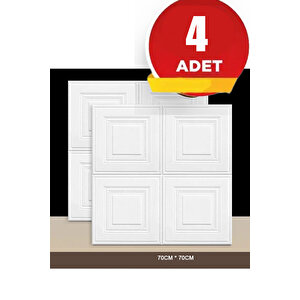 4 Adet, 70x70cm 2M² Beyaz 3d Dekoratif Kendinden Yapışkanlı Köpük Duvar Kaplama Paneli-3150-Tavan Kaplama Köpüğü